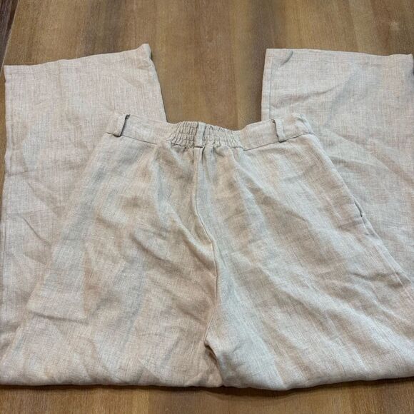 Faithful The Brand Linen Pants Pleated Stretch Waist High Rise Size 8 Natural - Picture 7 of 16